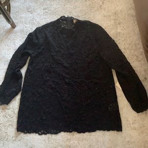 Lace mock neck blouse